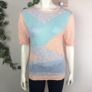 Vintage 80's soft pastel short sleeve top peach